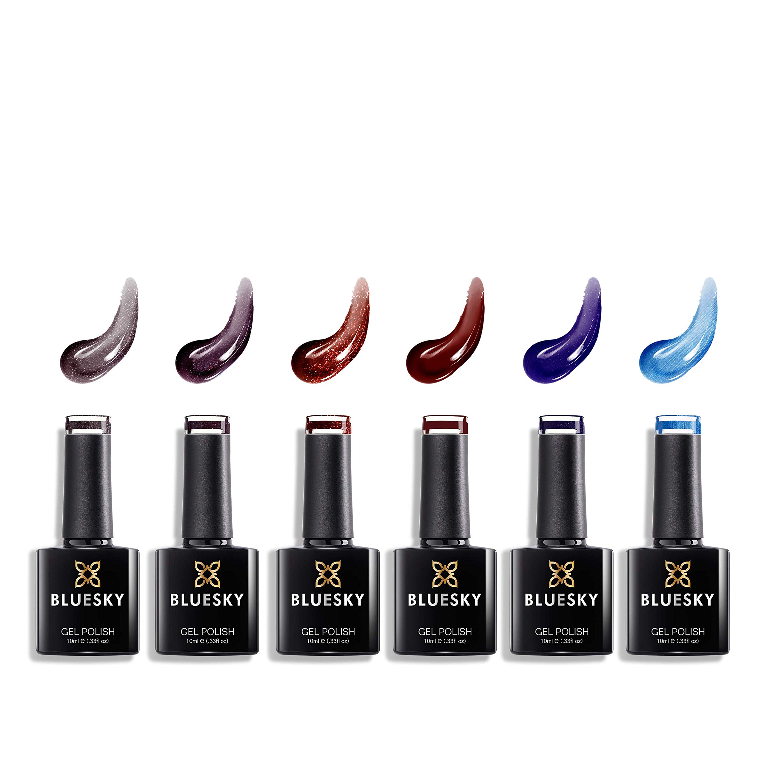 Bluesky Gel Nail Polishes, Lucky Set 14, 6 x 10ml, Brown, Blue (Requires Curing Under LED/UV Nail Lamp)