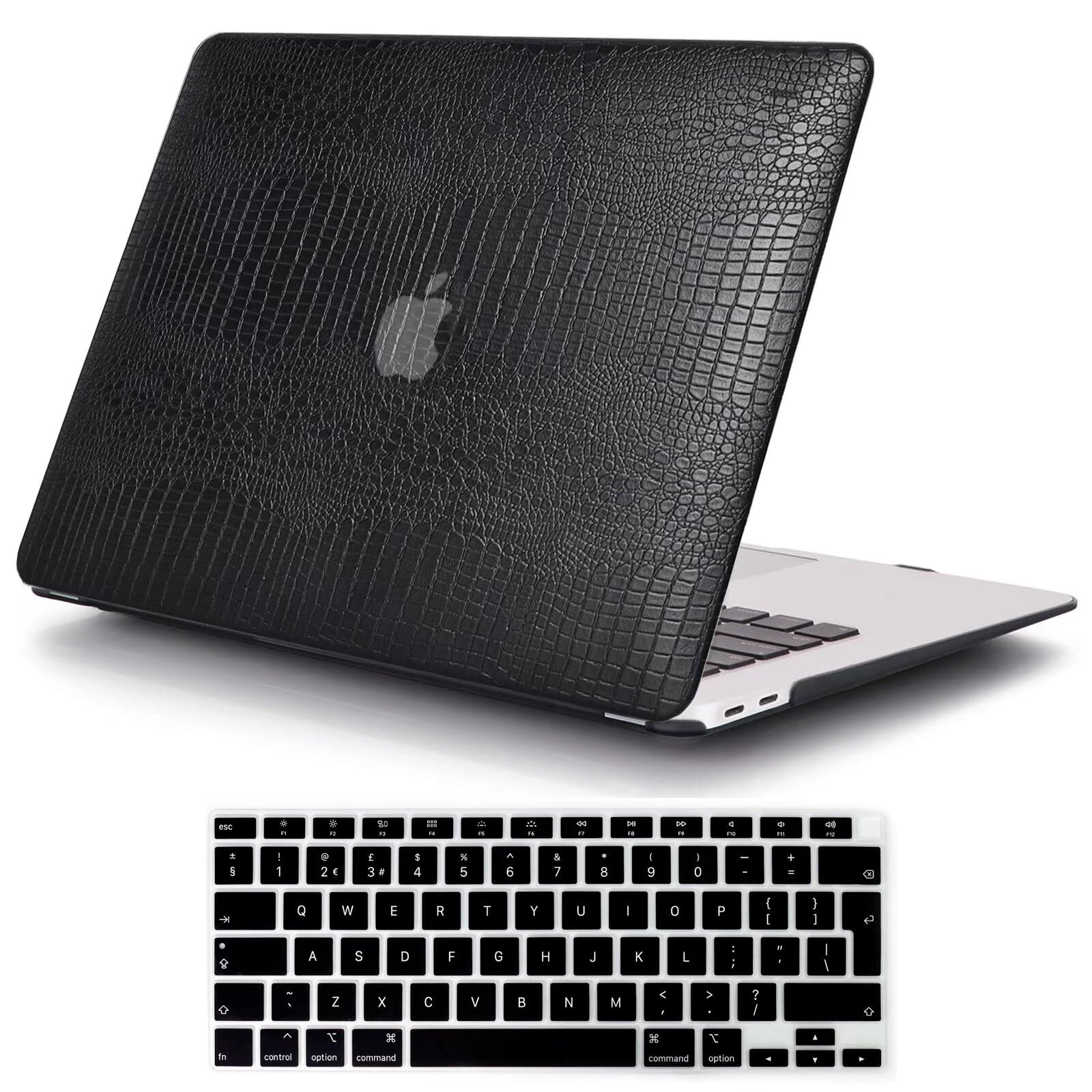 MOKASE Case for MacBook Air 13.6 inch M5 2026 M4 2025 M3 M2 2024-2022 A3449 A3240 A3113 A2681 with Liquid Retina Display, Rubberized Plastic Hard Shell Case & Keyboard Cover, Black Leather