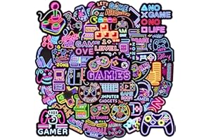 50 Pcs Neon Video Game Pack for for Teens Adults, Gamer Waterproof Vinyl Stickers for Water Bottles Laptop Scrapbooking Skate