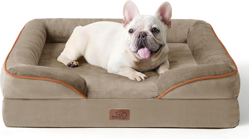 Bedsure Medium Dog Sofa Bed Orthopedic Washable Cover Hazel 71x58x16cm