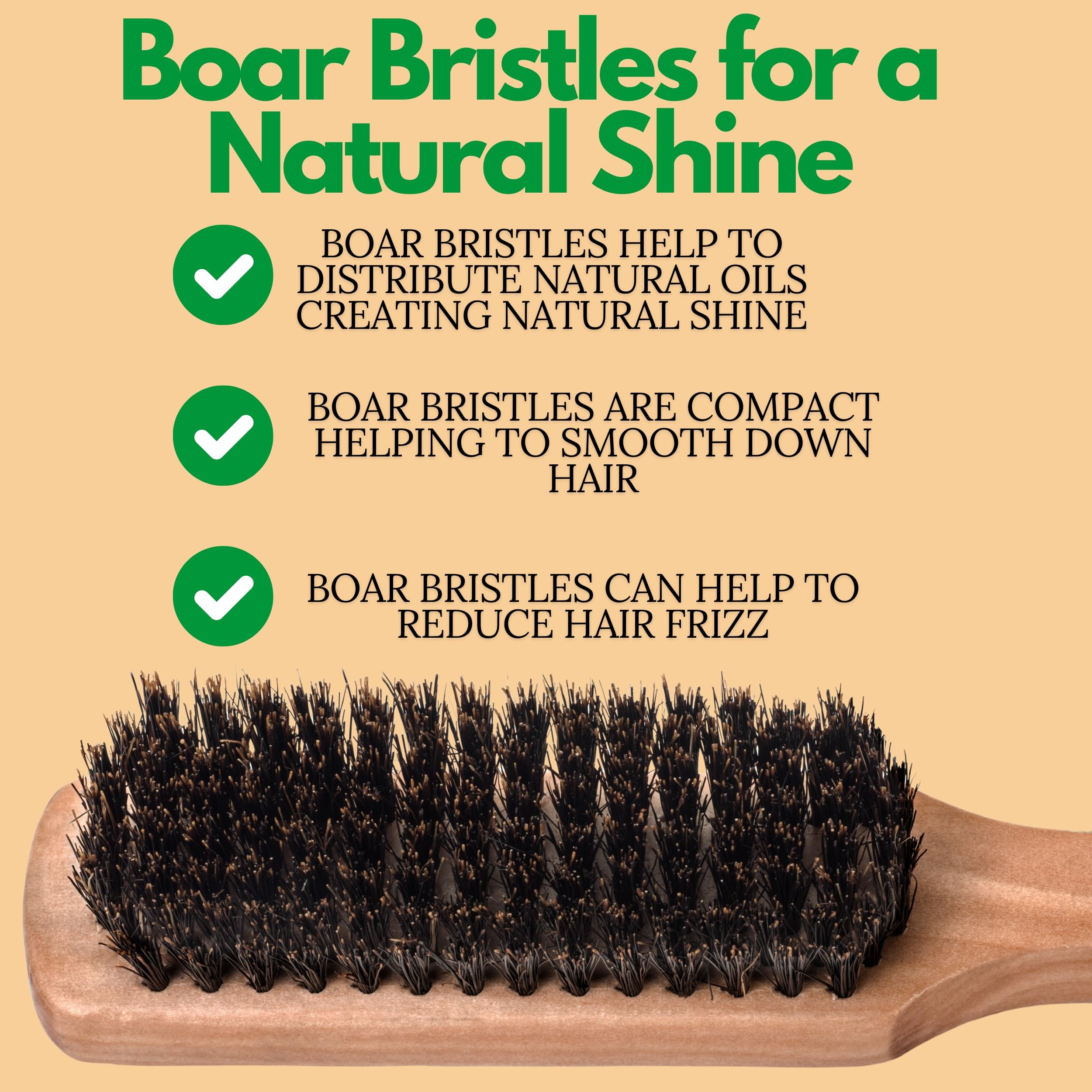GranNaturals Soft Mens Boar Bristle Hair Brush - Natural Wooden Club Style Wave Hair Brush for Men - Styling Beard Hairbrush for Fine, Thin or Thick Hair