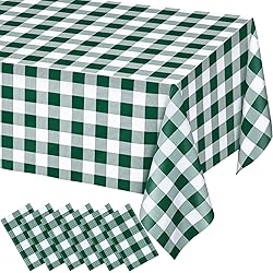WNINK 6 Pack Green and White Checkered Rectangular