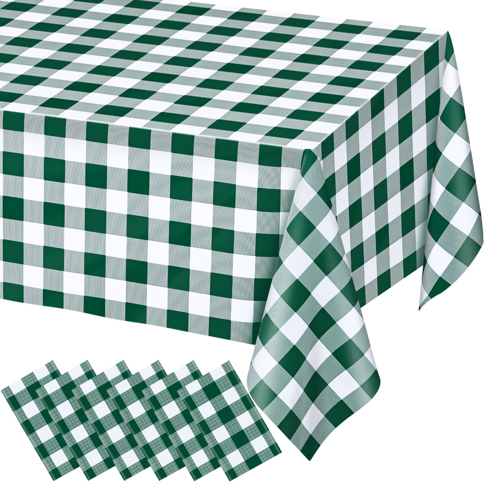 WNINK 6 Pack Green and White Checkered Rectangular