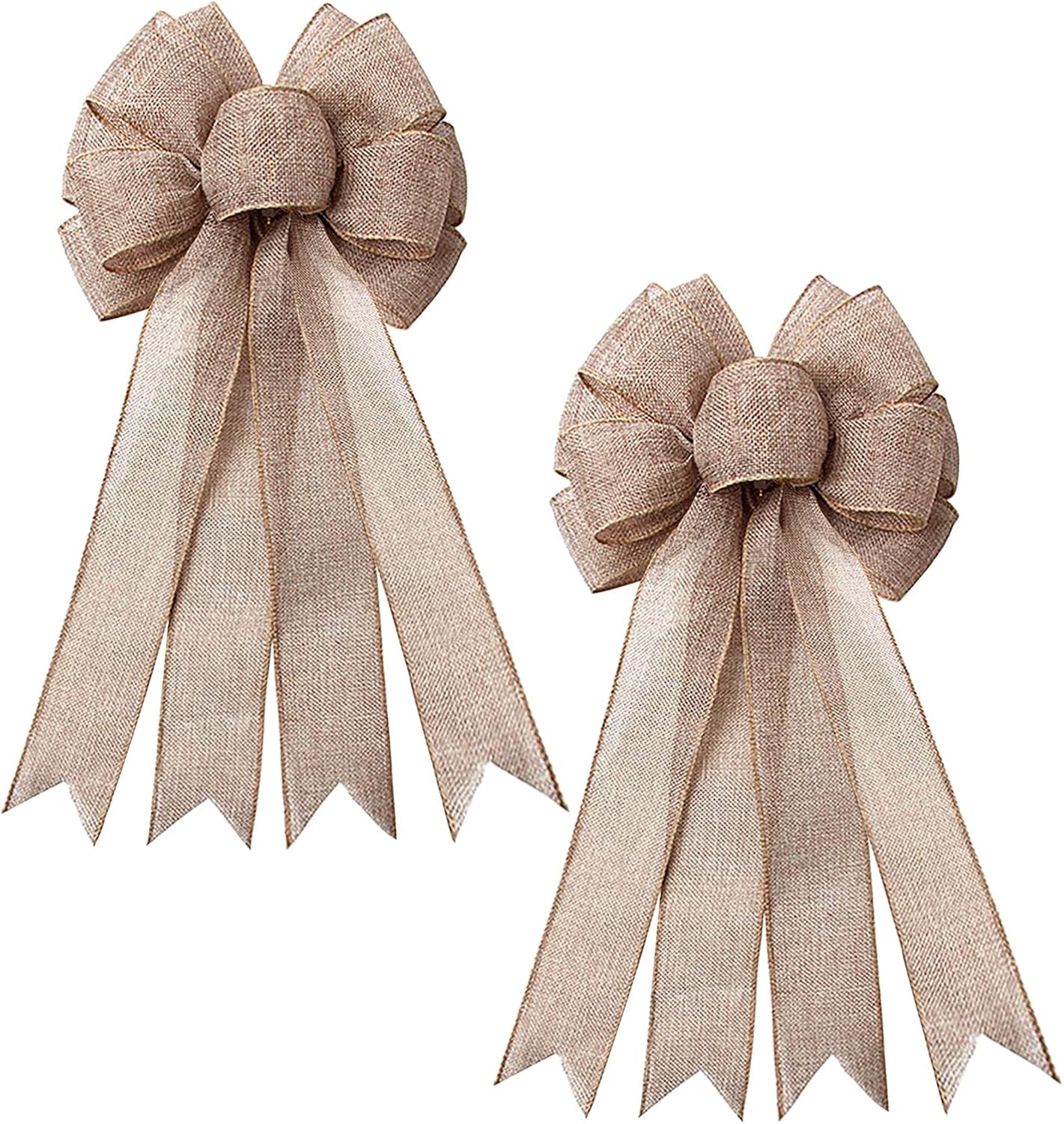 Bows & Ribbons - Sunianly Large Burlap Bows Rustic Burlap Wreath Bow Gift Bows Tree Topper for Wedding