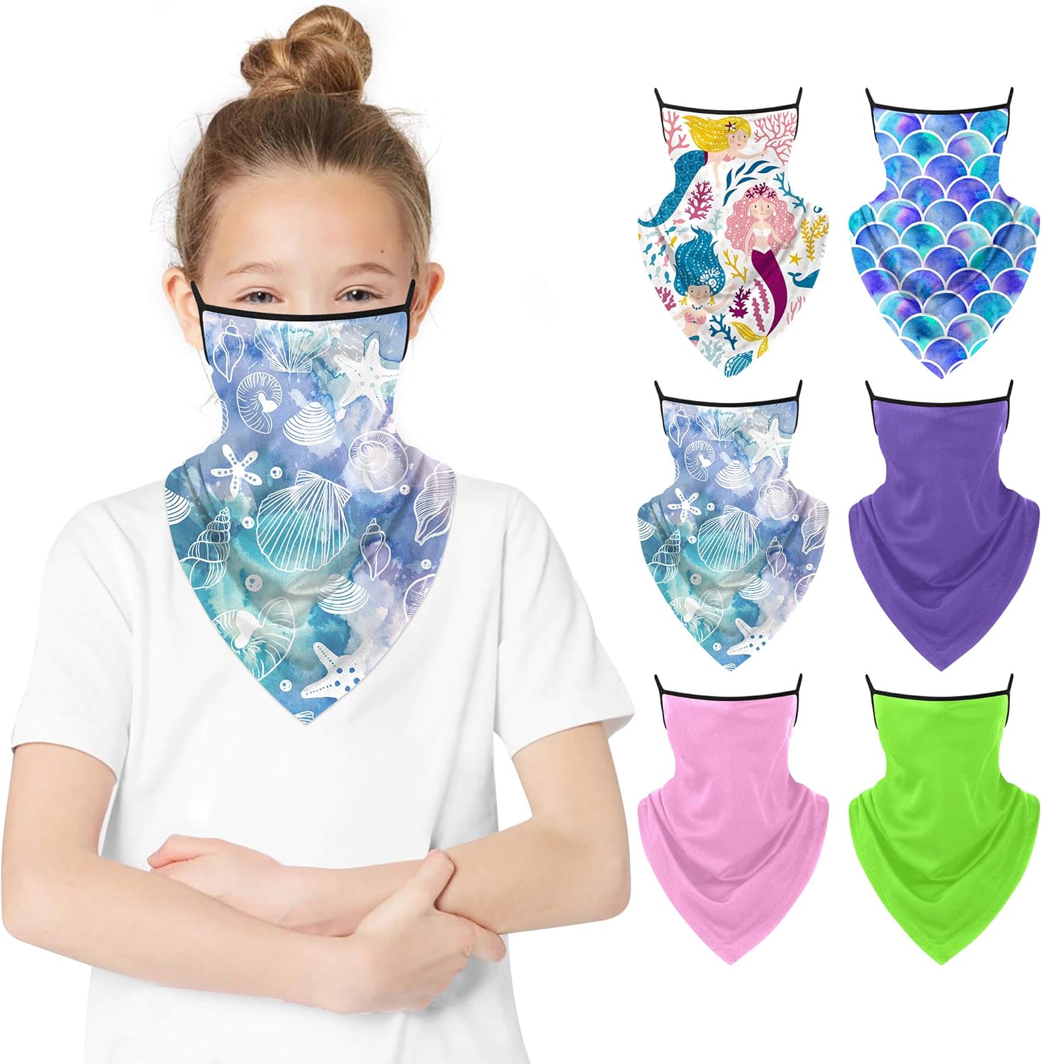 Kids Neck Gaiter Ear Loops Face Mask Triangle Covering Bandana Balaclava Scarf Reusable Sun Protection Sports Outdoor: Clothing