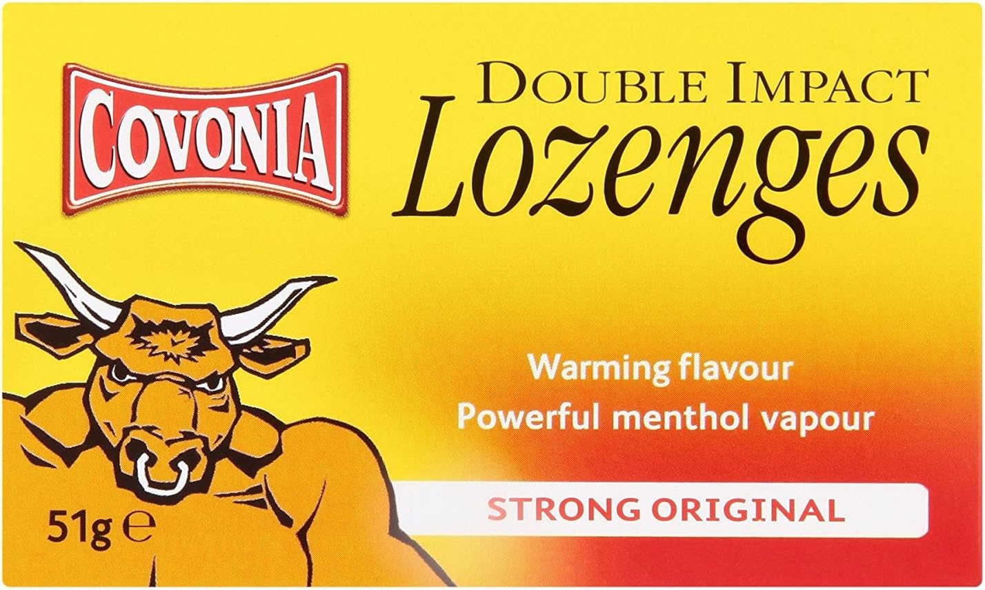 8 x Covonia Double Impact Lozenges Strong Original 51g