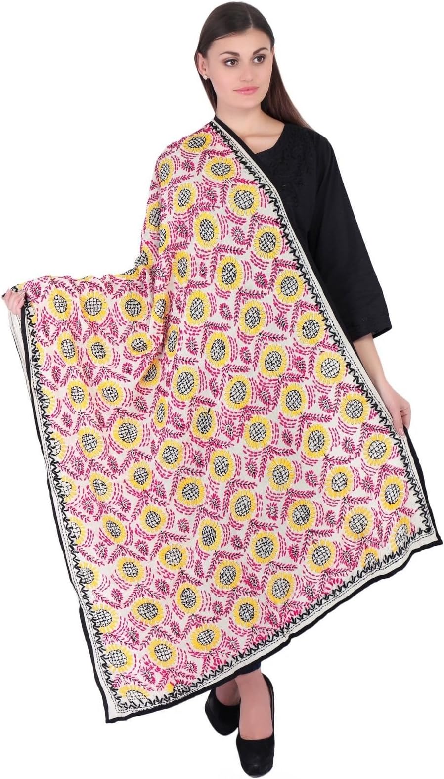 RADANYALong Indian Traditional Duppata Embroidered Sacrves Stole Dupatta Pakistani