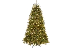 National Tree Company 7.5 ft Pre-Lit Dunhill Fir Artificial Christmas Tree, 750 Clear Lights, 2,514 Tips, Includes Stand, Green