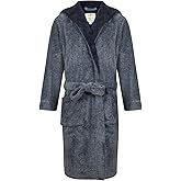 John Christian Men's Hooded Fleece Robe, Dark Gray Marl