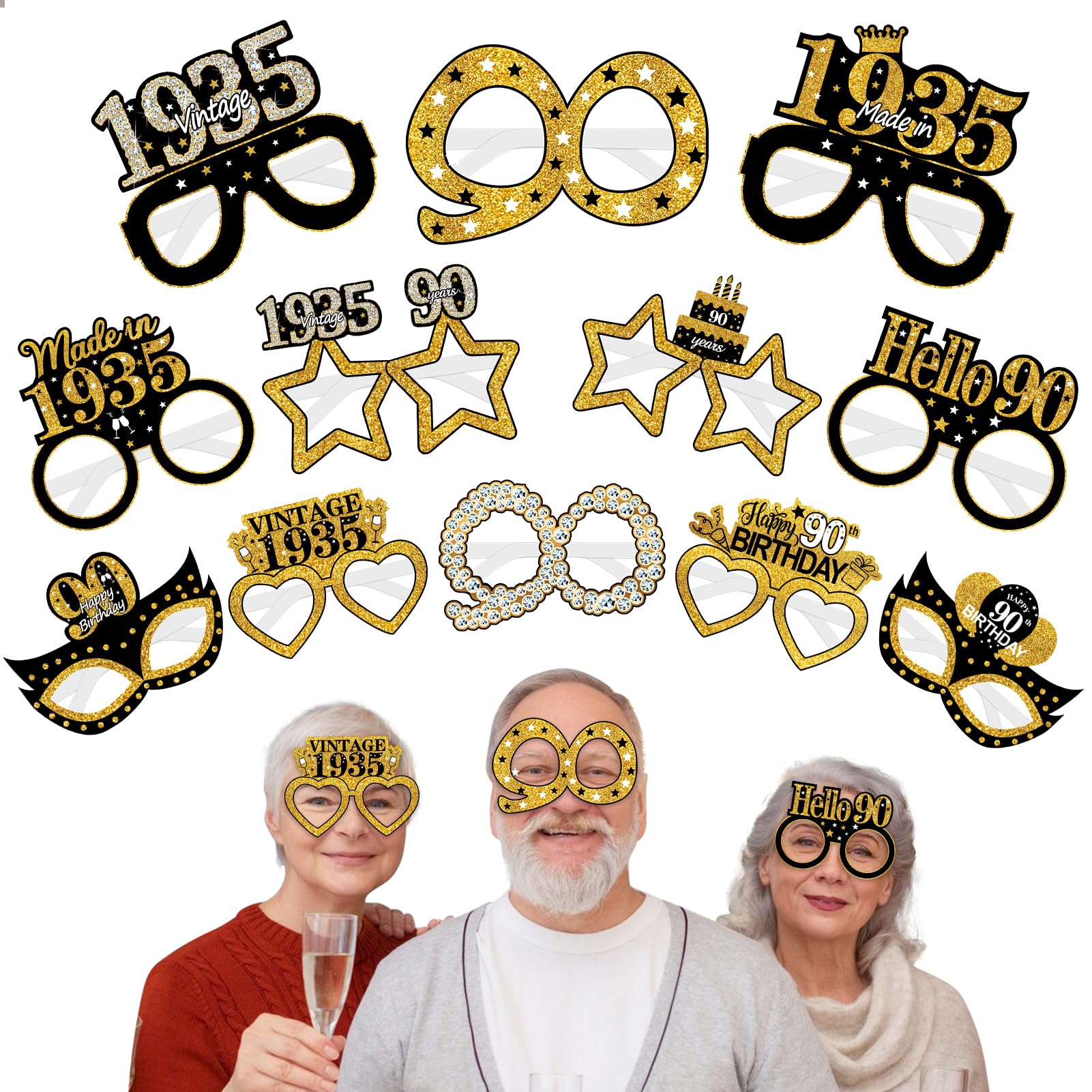 Turypaty 24Pcs 1935 90th Birthday Paper Glasses