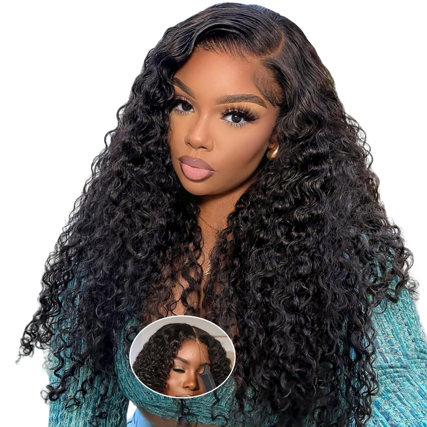 Smilenice Water Wave Human Hair wig For Black Women, Glueless Wigs Human Hair Pre Cut 6x6 HD Lace Front Wigs 180 Density, Pre Plucked Wear And Go Glueless Wig 30 Inch — image 1