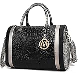 MKF Collection Satchel Bag for Women, Crocodile Embossed Vegan Leather Top-Handles Crossbody Handbag Purse by Mia k