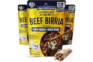 Old Hacienda Beef Birria | 100% Shredded Beef in Chili Broth | Fully Cooked & Ready to Eat | 15g Protein | No Preservatives, Artificial Flavors or Colors | BPA Free Pouch | Pack of 3-8 oz