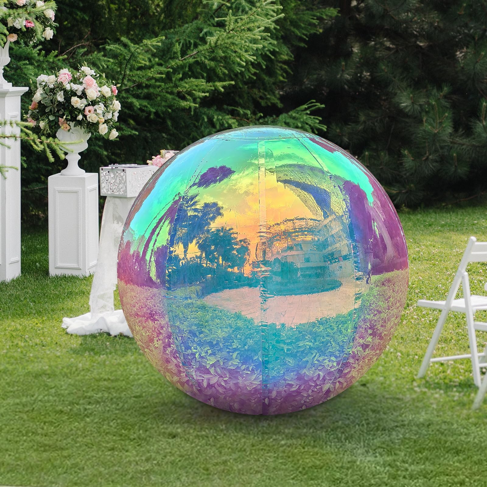 Photo 1 of VEBESYET Colorful Inflatable Mirror Ball Reusable Large Event Decoration Balloon PVC Bubble Balloon for Party, Wedding, Decor (1 Piece, 0.6m/23.6in)