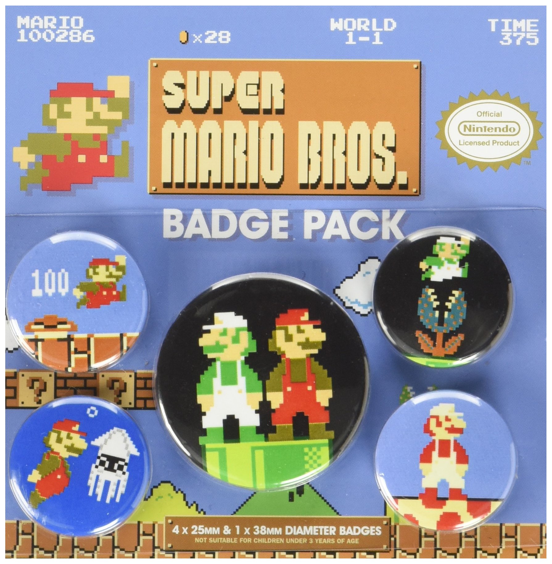 Pyramid International Super Mario Bros. Retro Badge, Multi-Colour, 10 x 12.5 x 1.3 cm