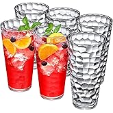 Amazing Abby - Iceberg - 30-Ounce Plastic Tumblers (Set of 6), Iced-Tea Drinking Glasses, All-Clear Reusable Plastic Cups, Stackable, BPA-Free, Shatter-Proof, Dishwasher-Safe