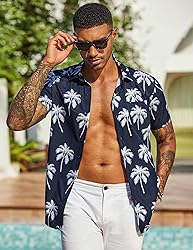 COOFANDY Short Sleeve Button Down Men Funny
