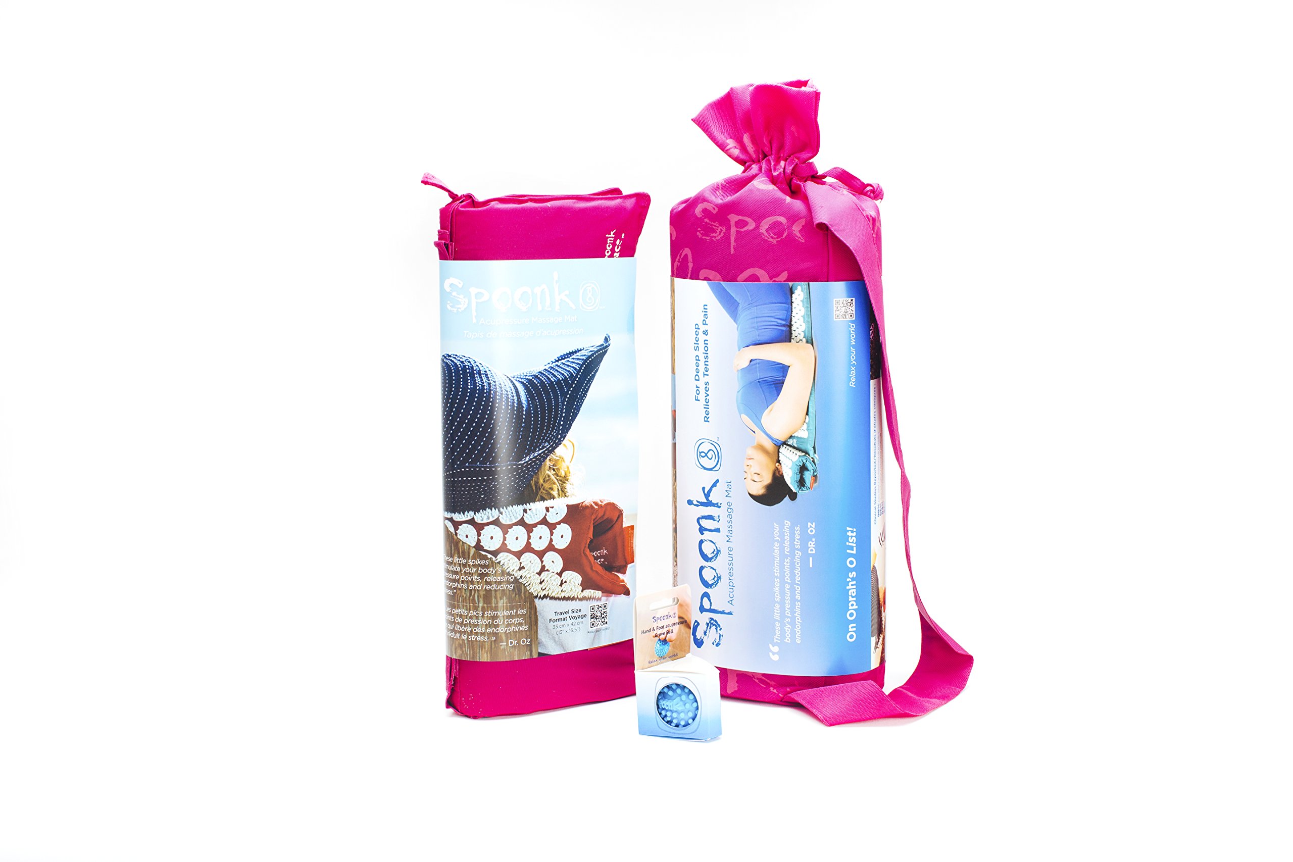 Spoonk Acupressure Eco Mat, Navy Blue With Massage Ball, Travel Mat