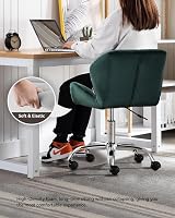 HNNHOME Modern Eris Padded Swivel Fabric Office Chair Dark Green Velvet view 5