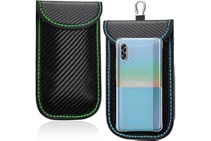 Coorattyes Faraday Bags for Phones and Car Key, Carbon Fiber Surface Signal Blocking Pouch, Cell Phone Signal Jammer, Car Key/WiFi/RFID/GPS Signal Blocker