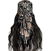 LEBOOBELL Womens Head Scarf Satin Hair Scarf Printed Square Scarf Like Silk Bandanas for Women 35 Inches