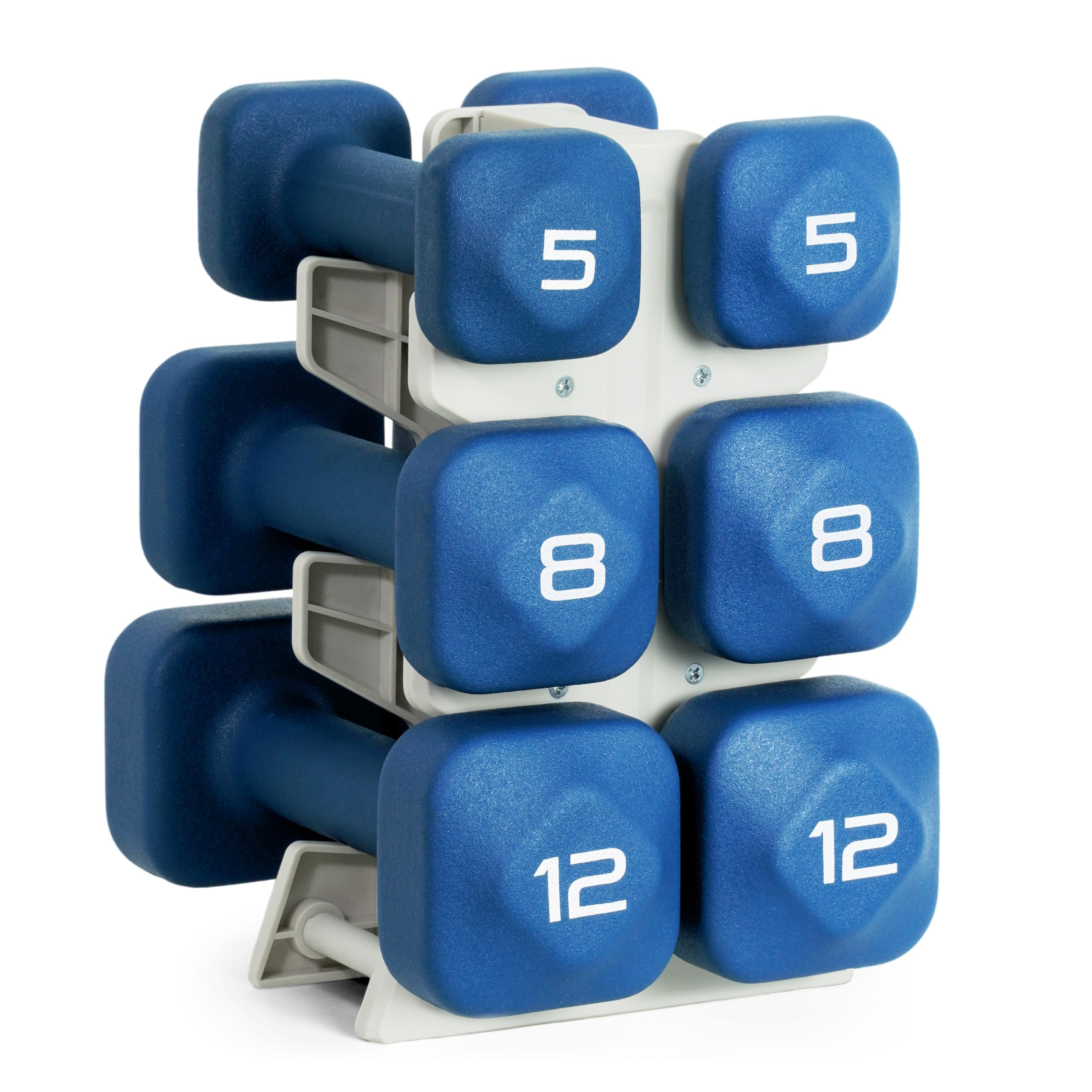 View 1 of &***JUST THE WEIGHTS***Tone Fitness 50 LB Neoprene Dumbbell Set with Storage Rack – Non-Slip, Anti-Roll Hand Weights for Home Gym Workouts - Blue