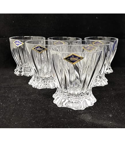 Czech Bohemian Crystal Liqueur Glasses Set Of 6 - Hand Cut Vintage Lace Design 2oz Stemware
