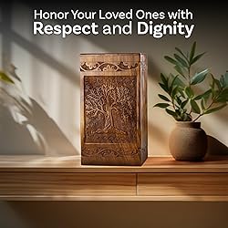 INTAJ Wooden Tree of Life Cremation Urns for Human