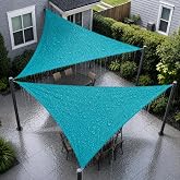 DAWNOVO Waterproof Sun Shade Sail Triangle 16'x16'x16' for Patio, Turquoise | High-Density Polyester Sun Shade Canopy, 95% UV Block Sun Protection for Patio Deck Backyard Pergola, Custom Size Available
