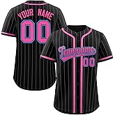 Custom Pinstripe Baseball Jersey Hipster Hip Hop Sports Shirts Personalized Team Name Number for Men Women Youth