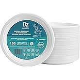 DEEZPOZ 100-Pack Heavy-Duty Compostable Paper Plates 6 Inch Biodegradable Disposable Dessert Plates Natural Sugarcane Bagasse, Eco-Friendly & Microwave Safe - Ideal for Parties or Everyday Use