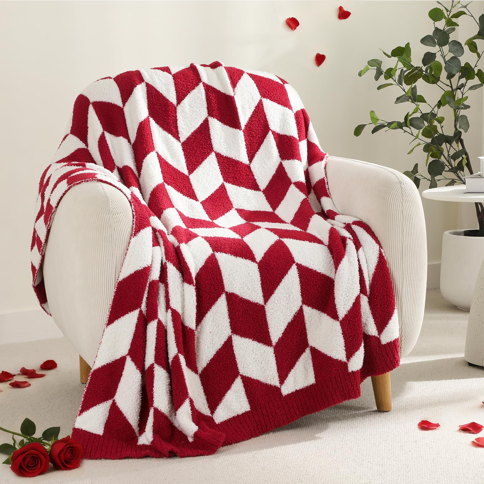 Snuggle Sac Christmas Red Blankets for Bed, Super Soft Warm Christmas Blankets Oversized Cozy Knit Fuzzy Blanket for Living Room, Red,60x80 inches Image