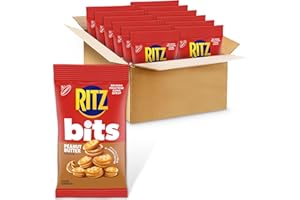 RITZ Bits Peanut Butter Sandwich Crackers, Snacks for Kids and Adults, Lunch Snacks, 12 - 3 oz Bags