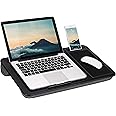 LAPGEAR Home Office Lap Desk with Device Ledge, Mouse Pad, and Phone Holder - Black Carbon - Fits up to 15.6 Inch Laptops - S