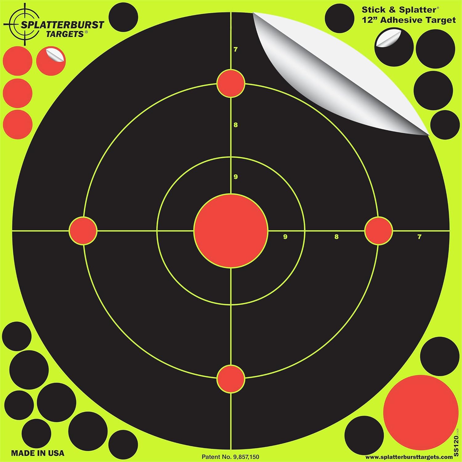 Splatterburst Targets -12 inch Stick & Splatter Reactive Self Adhesive Shooting Targets - Gun - Rifle - Pistol - Airsoft - BB Gun - Pellet Gun - Air Rifle : Sports & Outdoors