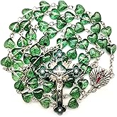 GeekTenet Rosary Beads Chaplet heart-shaped Artificial Crystal Glass Rosery Cross Catholic gifts