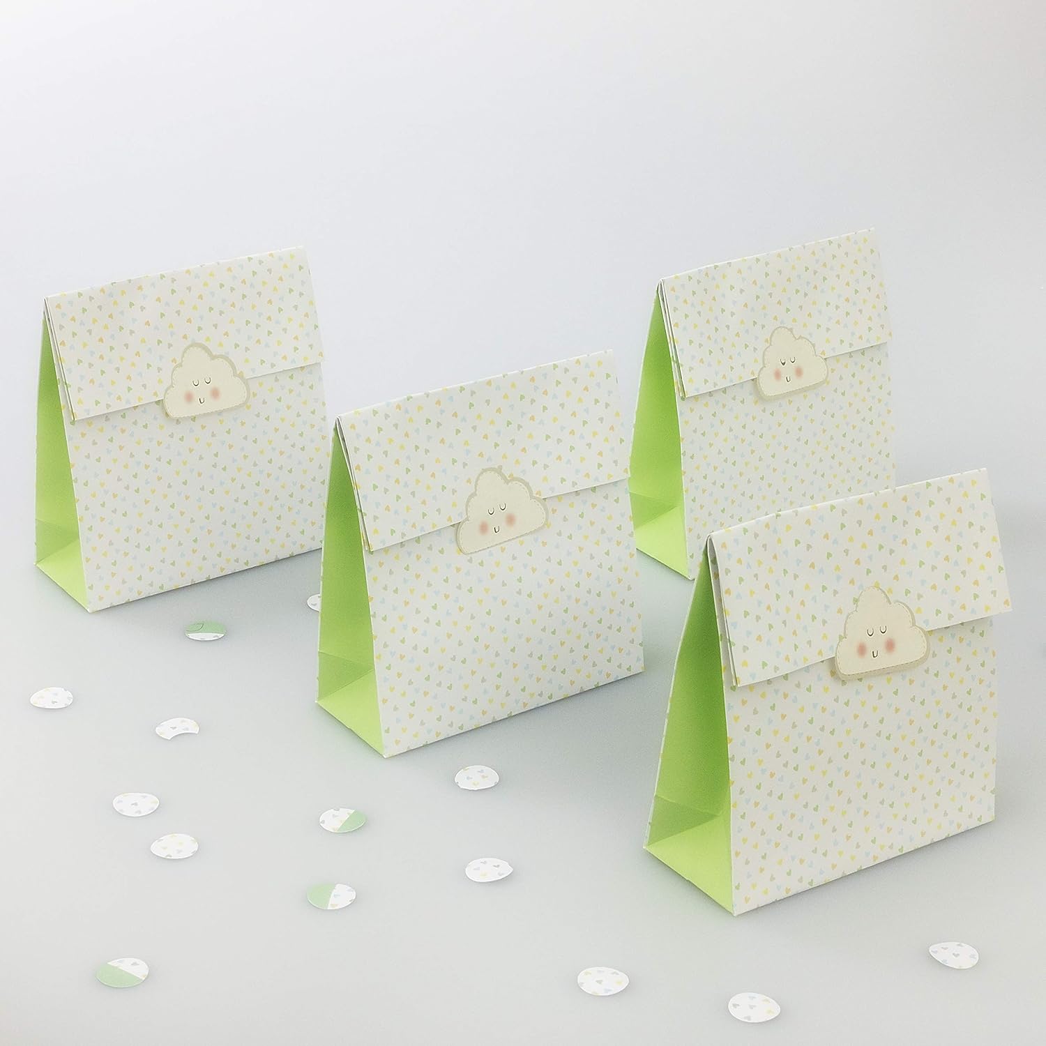 On The Wall Party Bags - Baby Shower, Baby 1st Birthday Pastel Heart Treat and Favour Bags (8 Pack), Small