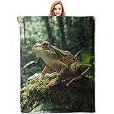 VANZEV Forest Frog Blanket Gifts for Women, Frog Flannel Blanket, Soft Warm Lightweight Throw Blankets for Bed Couch Home Travel Frog Decor 50" x 60"
