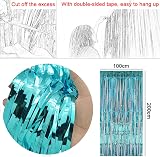 HONGCI 3 Pack Glitter Blue Tinsel Curtain 1m x 2m Foil Backdrop Party Decor view 2