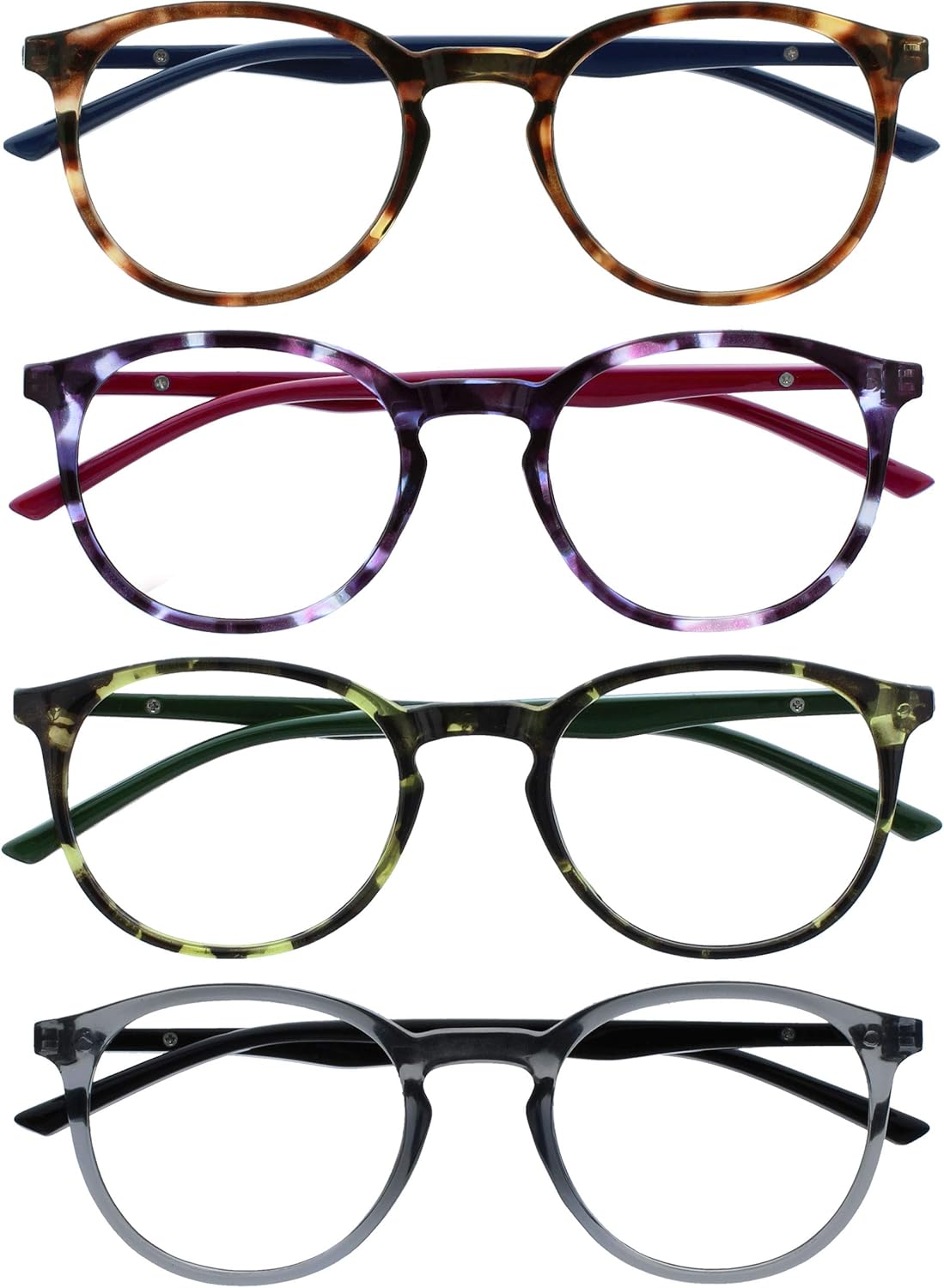 OPULIZE MET Reading Glasses for Women Men Slim Round Frame with Spring Hinges and Scratch Resistant