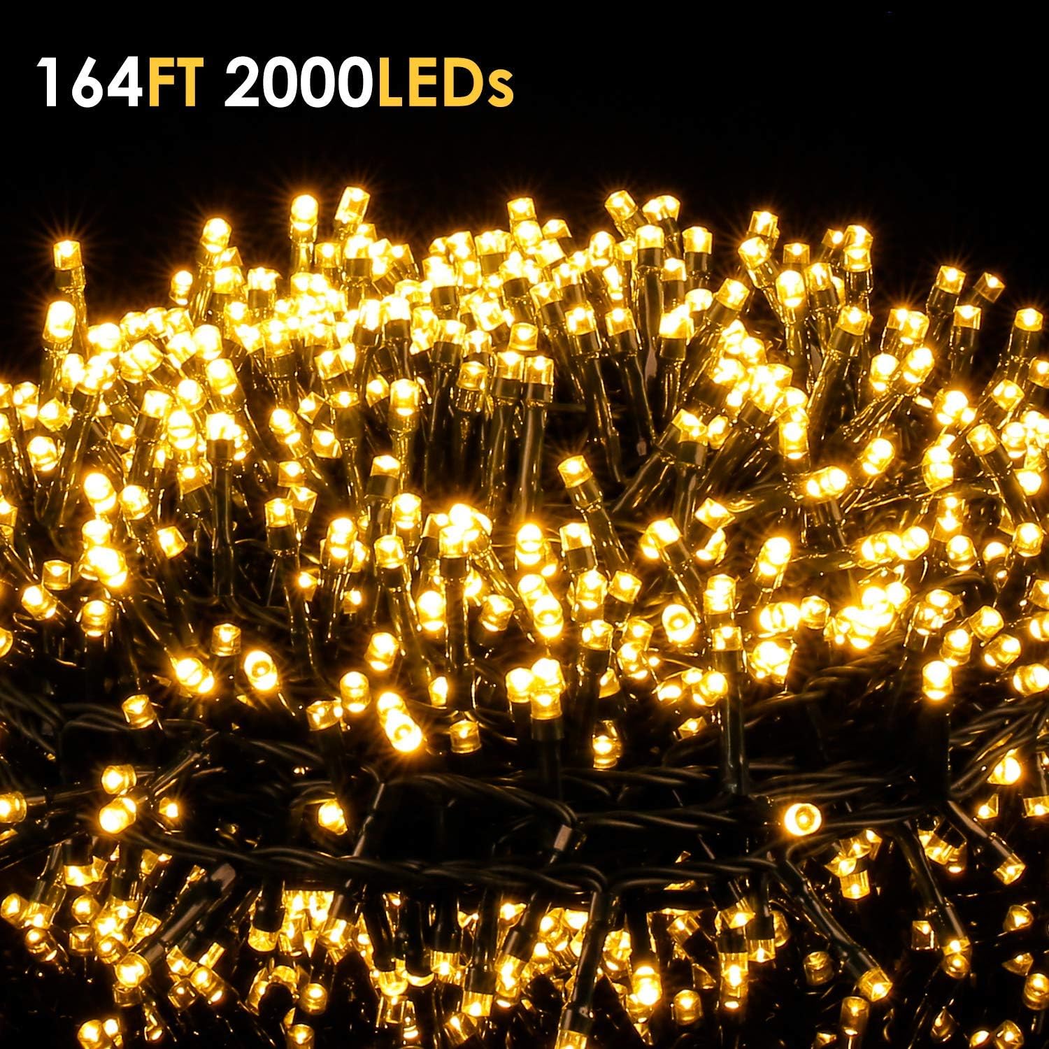 ilikable 164FT 2000 LEDs String Lights - Outdoor & Indoor Valentine's Day Decoration Lights - 8 Modes Waterproof Fairy String Lights for Valentine Party Wedding Backyard Garden Decoration, Warm White