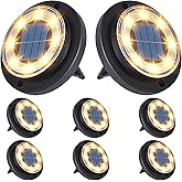 Flacchi Solar Ground Lights - Solar Powered Lights Outdoor Solar Disk Light Waterproof Landscape Light for Patio Yard Pathway Walkway Driveway (Warm White, 8 Pack)