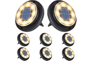 Flacchi Solar Ground Lights - Solar Powered Lights Outdoor Solar Disk Light Waterproof Landscape Light for Patio Yard Pathway Walkway Driveway (Warm White, 8 Pack)