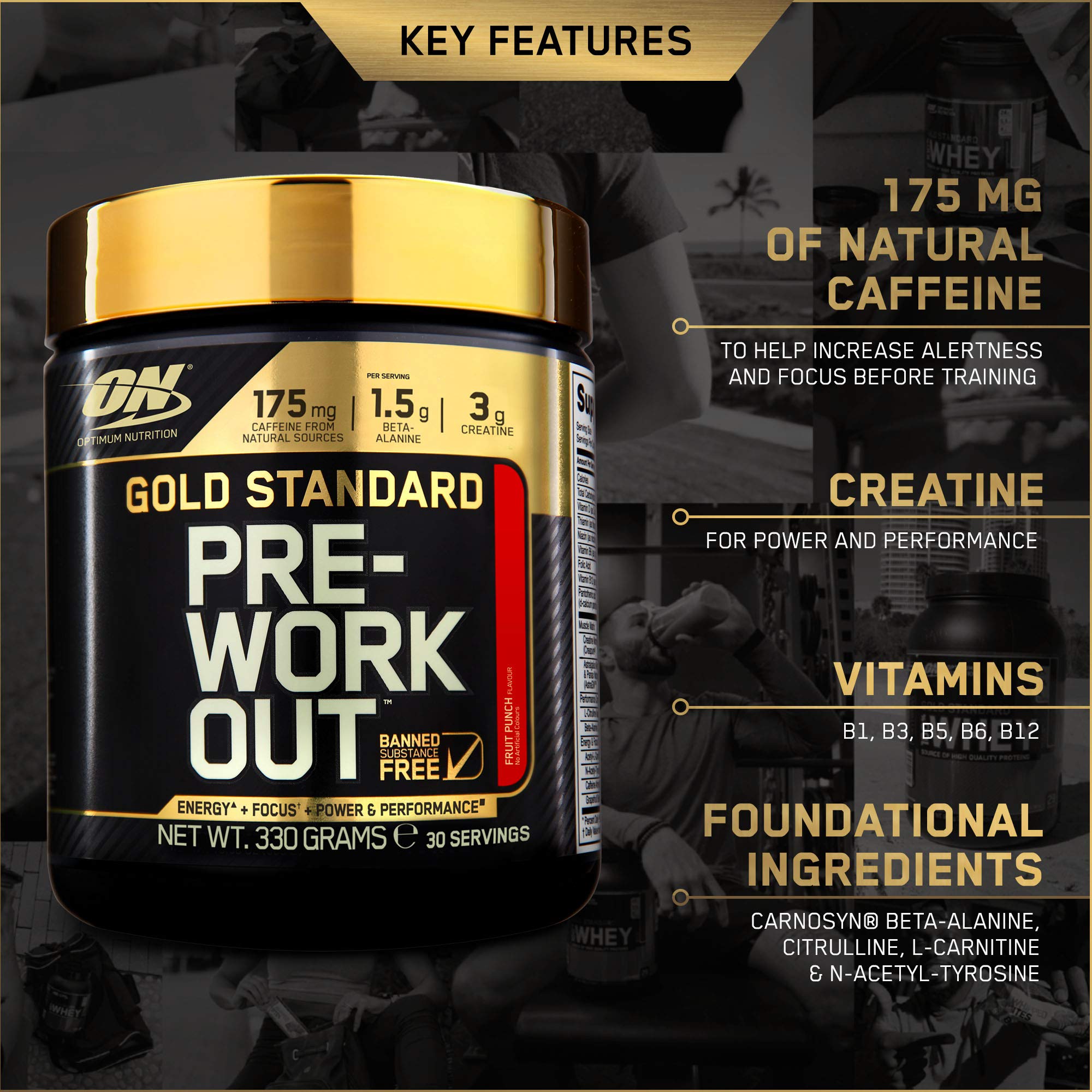 Optimum Nutrition Gold Standard Pre Workout Energy Drink Powder with
