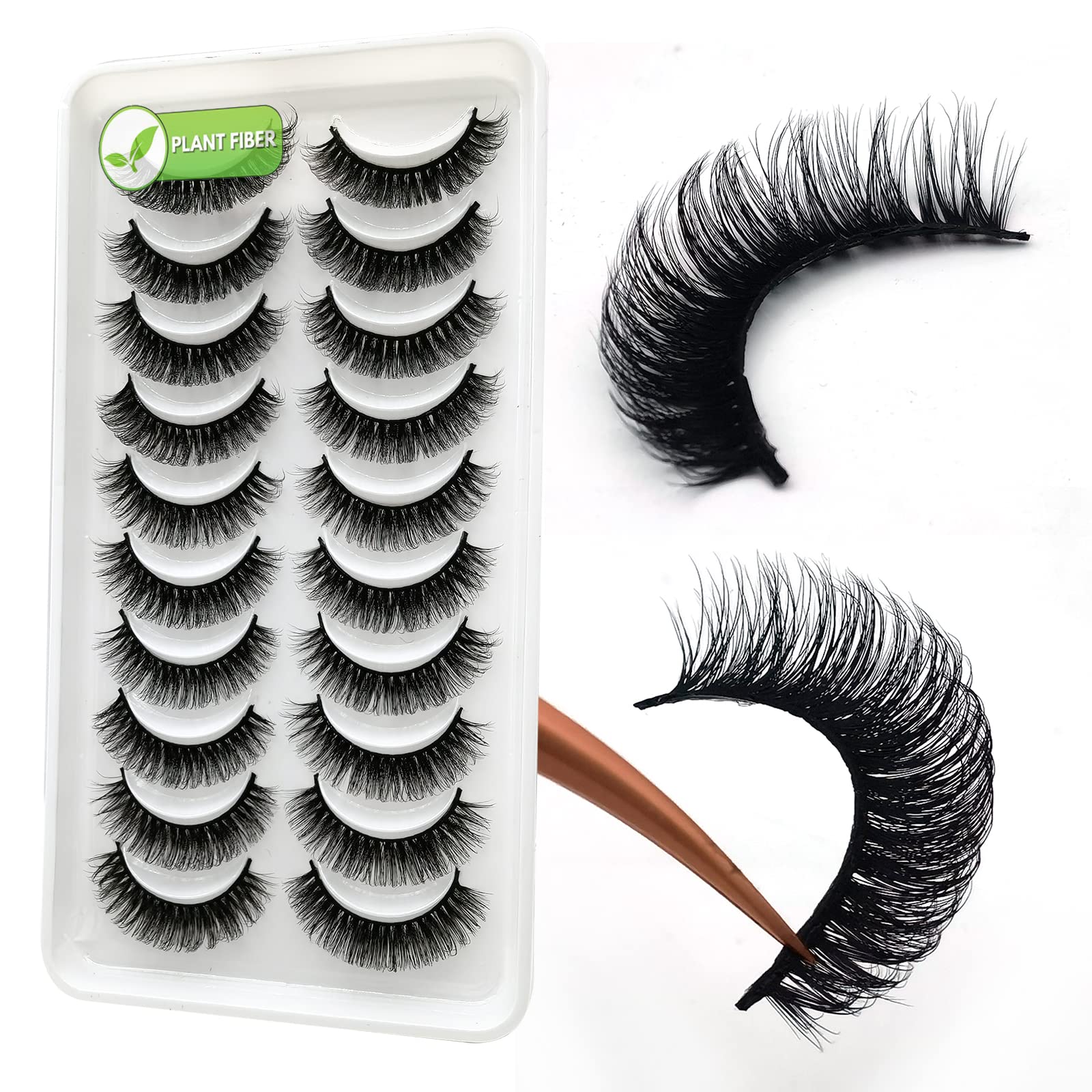 Photo 1 of 3D Plant Fibre Russian Strip Lashes - D Curl Lash Strips, Wispy Mink Eyelashes, Faux Mink Eyelashes Natural Look (SDC78)