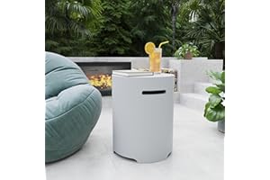 UPHA Propane Tank Cover for Propane Fire Pits, Suitable for Standard 20 Gallon Propane Tanks, Concrete Hideaway Tank Table with Side Handles, Round, Dark Brown