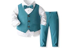 XINGWU TEXTITLE Baby Boys Gentleman Formal Suit Set with Vest, Pant, Shirt, and Bow Tie, Weding 4Pcs Outfit
