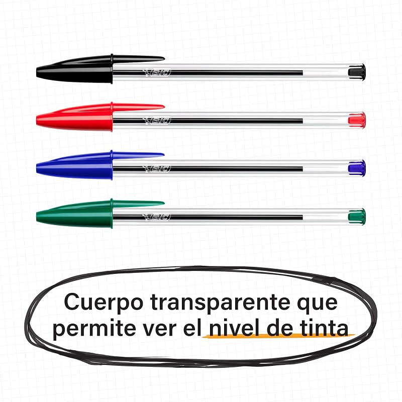 Cristal Original Bolígrafos Punta Media (1,0mm) Colores Surtidos, Material Oficina y Escolar, Tubo de 20 unidades (16+4 gratis)