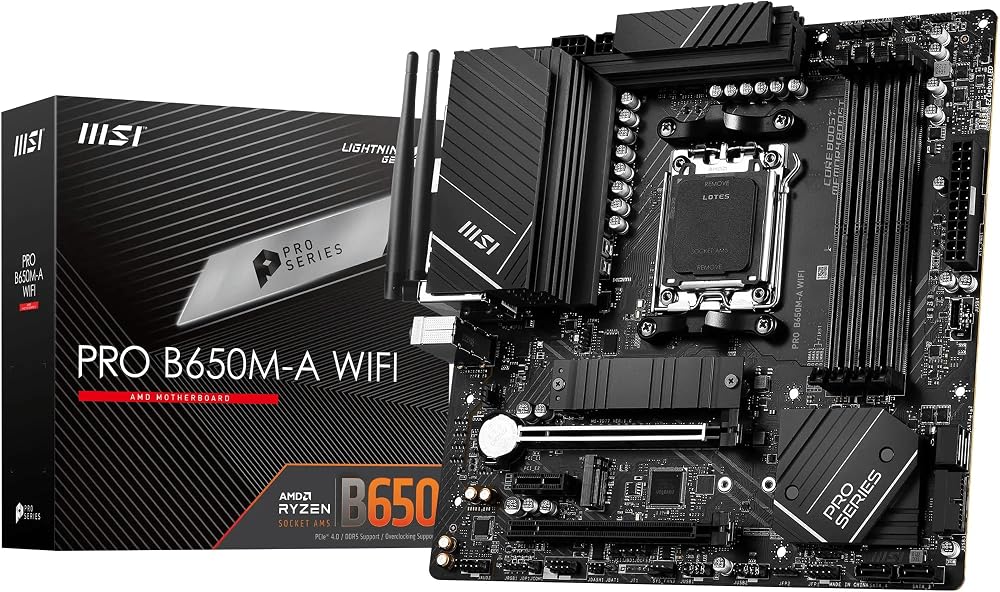 MSI PRO B650M-A WIFI Motherboard AM5 Micro-ATX DDR5 PCIe Gen4 Wi-Fi 6E