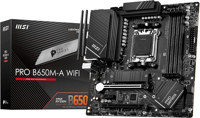 MSI PRO B650M-A WIFI Motherboard AM5 Micro-ATX DDR5 PCIe Gen4 Wi-Fi 6E